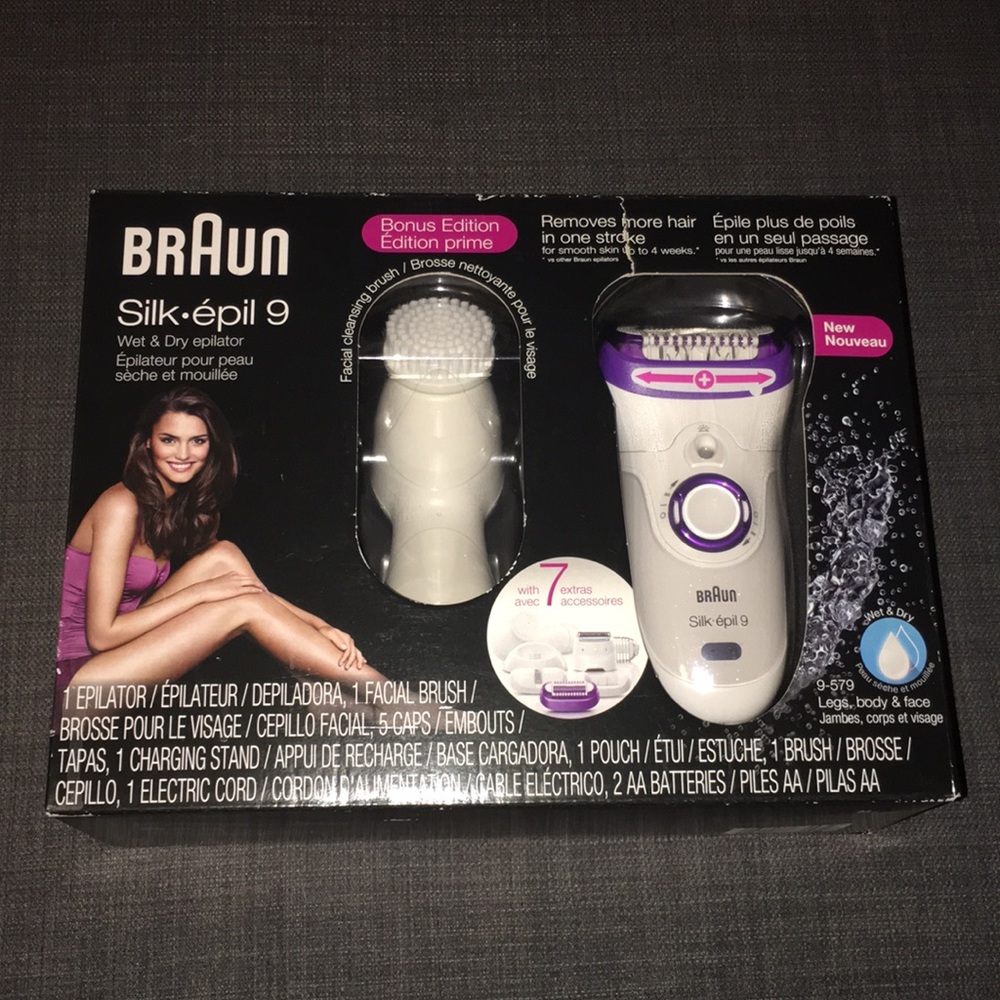New Braun Silk Epil 9 w/ Facial Cleansing Brush.